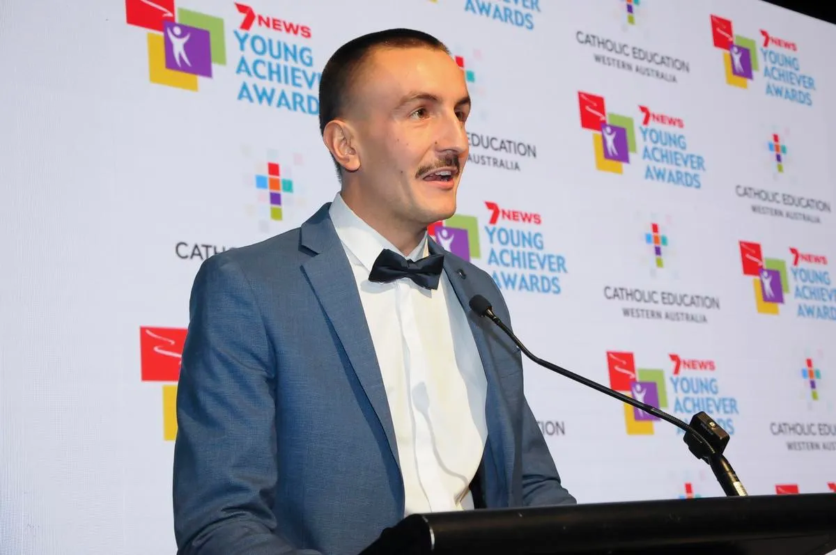 Wil speaking at the 2025 WA Young Achiever Awards